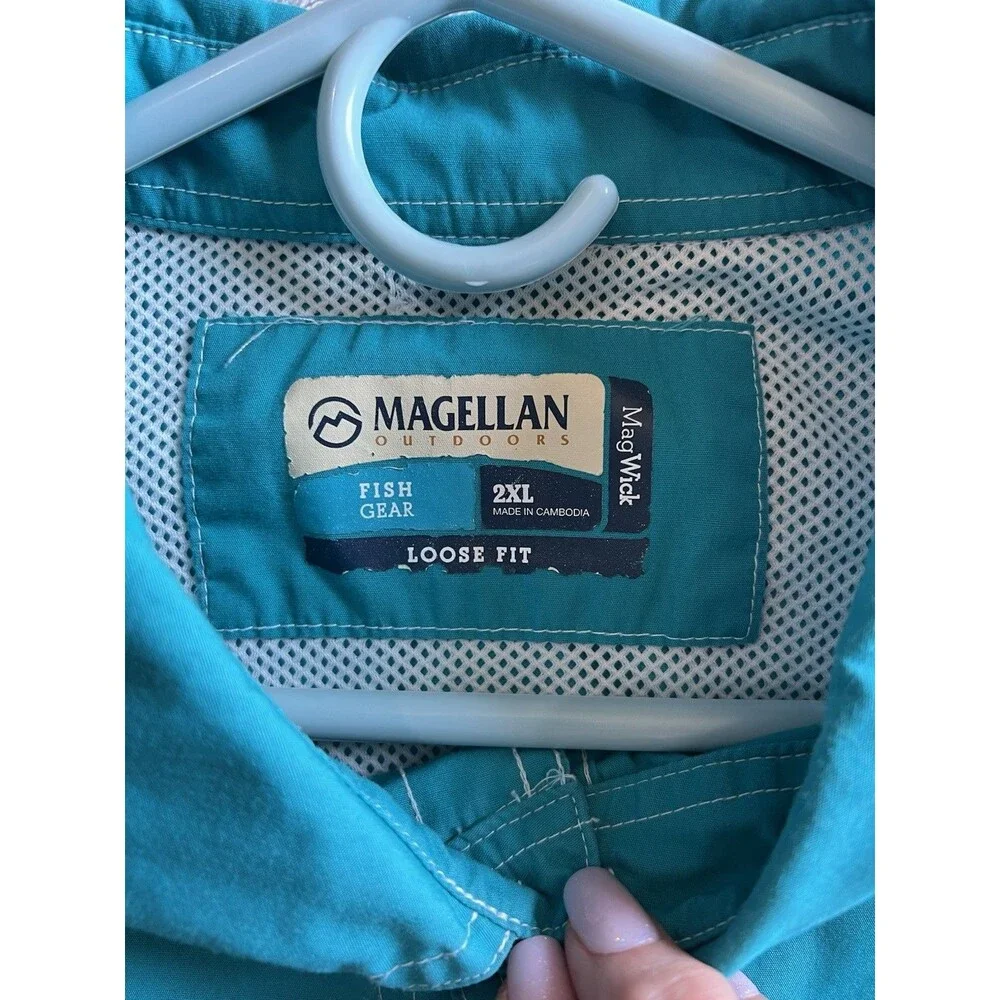Magellan Outdoors Fish Gear Button-Up Shirt – Teal – Size L